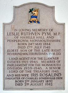 Memorial to Leslie Ruthven Pym May 2010